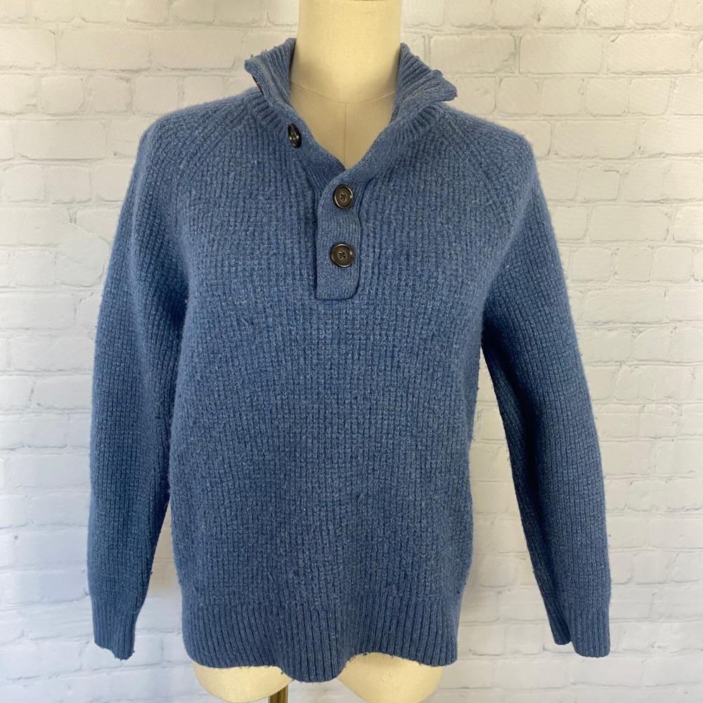Banana Republic Blue Pullover Sweater with Button Placket